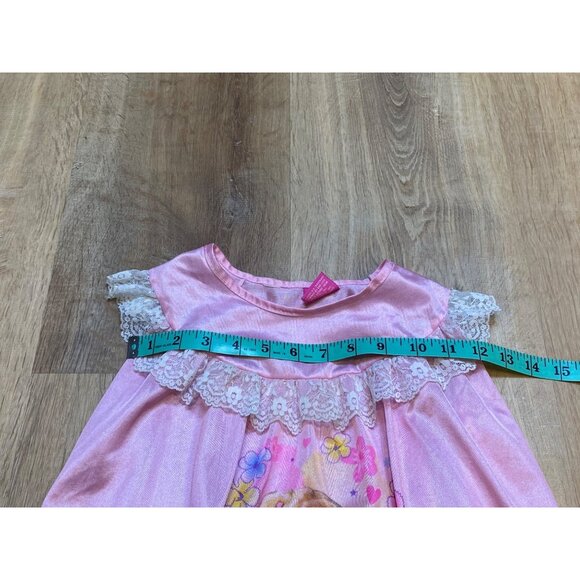 Vintage 1996 Barbie Pink Silky Nightgown Dress Girls With Lace Trim & Floral Bar - Picture 6 of 9